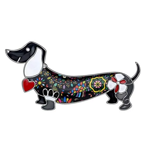WEVENI Broche de perro salchicha de aleación esmaltada para mascotas, joyería para mujeres y niñas, accesorios de bufanda de vestir, Zinc