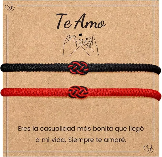 MANVEN Pulseras Para Parejas Regalos Pareja Pulsera Hilo Rojo del Destino Regalos Aniversario San Valentín Navidad Cumpleaños Protección de Suerte Para Novio Novia Mujer Hombre Marido Esposa