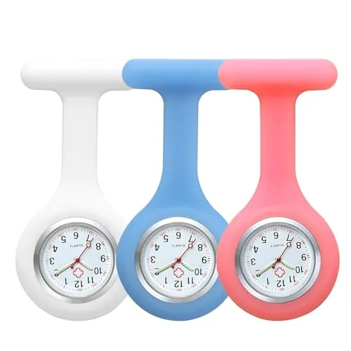 3 relojes de silicona para enfermeras con broche de diseño de control de infecciones, reloj médico duradero, fácil de transportar con pin para profesionales de la salud, médicos, paramédicos, mujeres