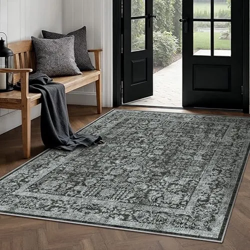 HUGEAR Alfombra Salon 150x210cm Negro Intenso Tapetes