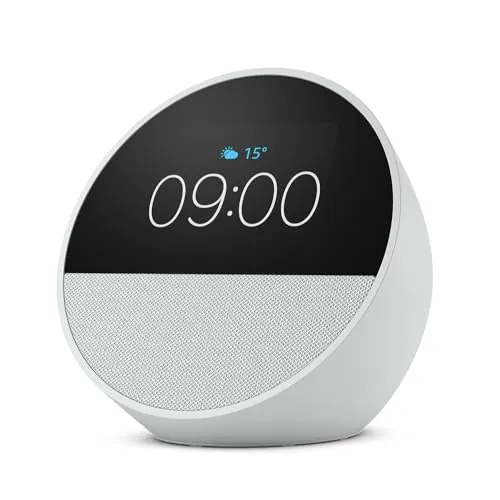 Amazon Echo Spot (última generación) | Despertador inteligente con sonido de calidad| Blanco, con Acceso Anticipado a Alexa+
