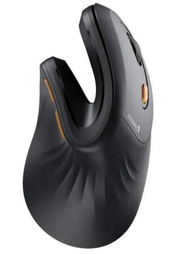 ProtoArc Ratón Ergonómico, EM11 NL Inalámbrico Mini Vertical Ratón óptico Recargable con 3 Puertos de Dispositivo (2*Bluetooth y USB), 3 dpi Ajustables para Ordenador, iPad, Mac, Windows - Negro