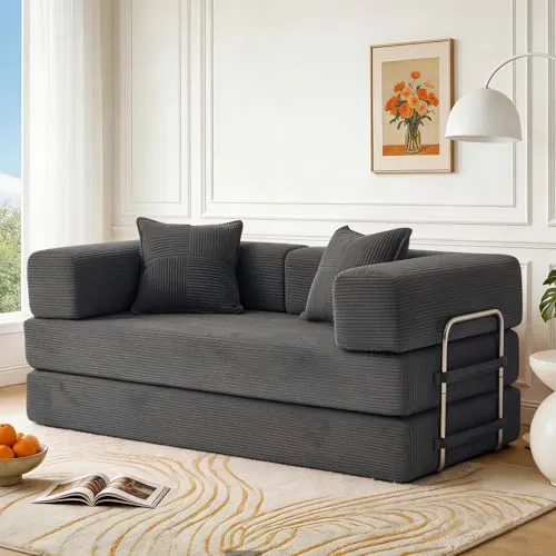 160cm Sofá Cama 2 Plazas con Espuma & Muelles para Salón,Verde