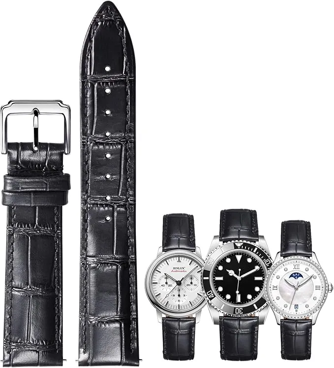 BINLUN Correa Reloj de Piel de Liberación Rápida Correas de Relojes de Cuero de Repuesto para Hombres y Mujeres con 12 Colores (10mm 12mm 14mm 15mm 16mm 17mm 18mm 19mm 20mm 21mm 22mm 23mm)