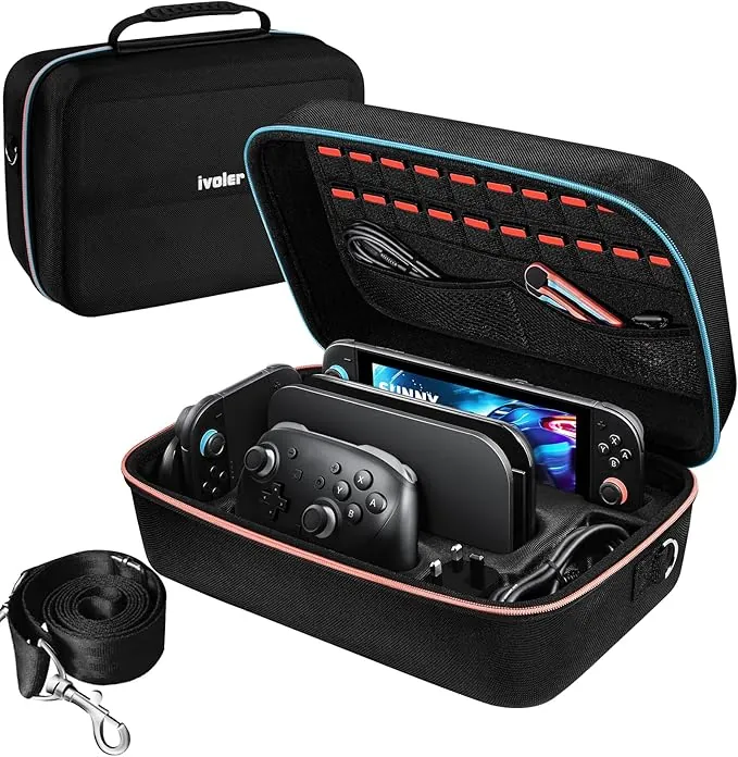 ivoler Funda para Nintendo Switch 2, Funda Protectora Dura de Lujo para Interruptor portátil, Funda Protectora para la Consola Nintendo Switch 2, y Otros Accesorios Contiene 20 Cartuchos de Juego