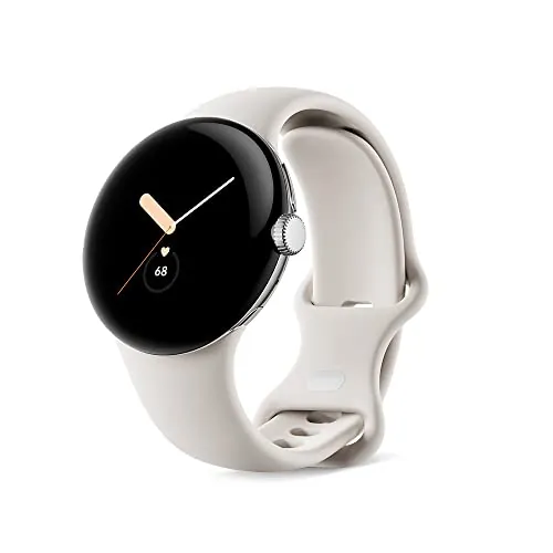 Reloj Google Pixel Monitor de ritmo cardíaco Pulido Plata Acero Inoxidable Caso/Tiza Banda Activa (Wifi) GA03182-TW Pequeño