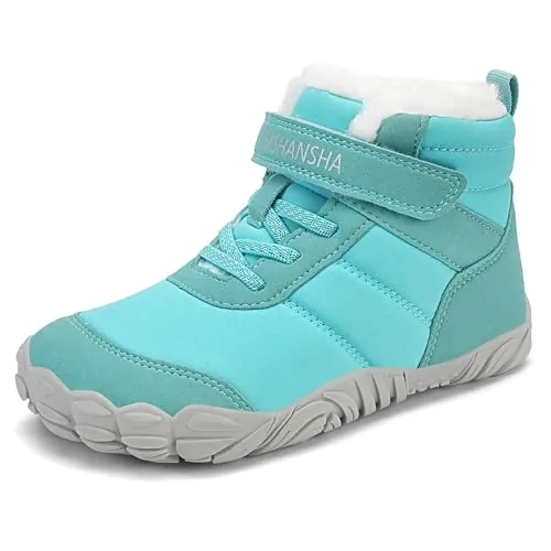 Mishansha Botas de Nieve Niños Calientes Forradas Azul Cielo 32EU | Zapatos Barefoot，Invierno Niñas Botines，Invierno Niño Zapatos，Chill II，Puntera Ancha，Senderismo，Ligeras ，Antideslizante