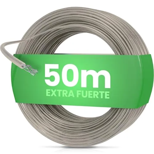 SimplySmooth Cuerda para Tender 50 m (Disponible en 3 Longitudes) - Extrafuerte Gracias a núcleo de Acero, Cuerda para Ropa en Exterior, jardín o Camping, Apta para tendedero Exterior Giratorio