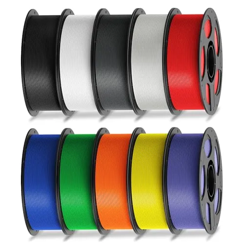 ANYCUBIC PLA Filamento, 10KG PLA para Impresora 3D, Carrete Desmontable, Negro&Blanco&Textura Gris&Transparente&Rojo&Azul&Verde&Naranja&Amarillo&Morado