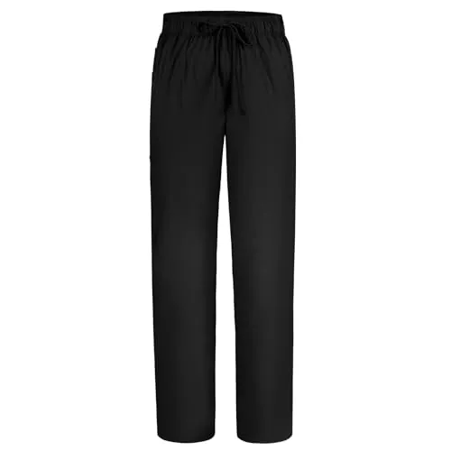 DiULi Pantalón Sanitario Unisex, Pantalones Sanitarios Mujer Hombre, Uniformes Medicos Pantalón De Trabajo, Cintura Elástica, con 4 Bolsillos, Uniforme Enfermera Cocina Profesionales (Negro-Talla XL)
