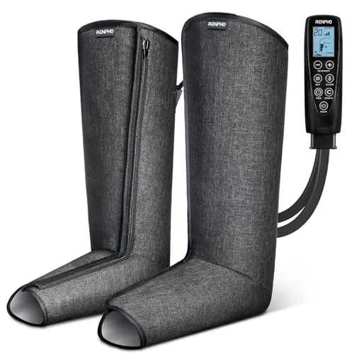 Masajeador de Piernas RENPHO con Compresión de Aire y Calor, 5 Intensidades, 5 Modos y Ajuste para Piernas Grandes, Alivio Para Piernas Cansadas y Tensas, Regalos Navidad Para Mujeres y Hombres