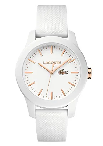 Lacoste Reloj Analógico de Cuarzo para Mujer Colección LACOSTE.12.12 con Correa de Silicona Blanca - 2000960
