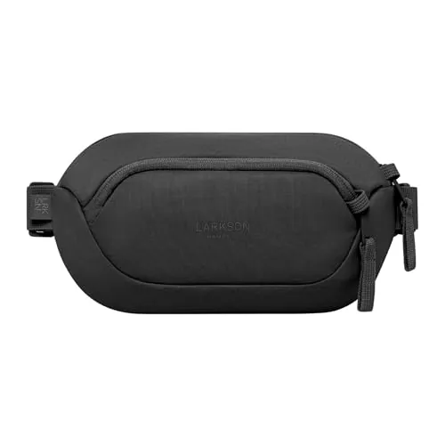 Larkson Bolso de Pecho Mujer y Hombre Negro - Helge - Bolsa en Bandolera con Bloqueador RFID y Trabillas Antirrobo sobre la Cremallera - Acolchado de Malla - Repelente al Agua