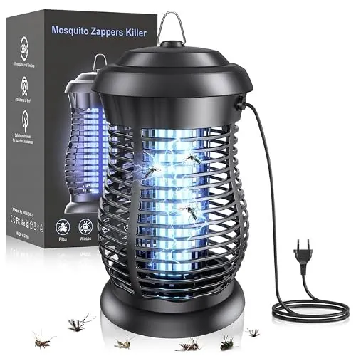 Lámpara Antimosquitos, 4200V 20W UV Matamoscas Eléctrico | Trampa para Interior y Exterior Impermeable IPX6. Mata Mosquitos Electrico para Dormitorio, Interior, Terraza, Patio Trasero