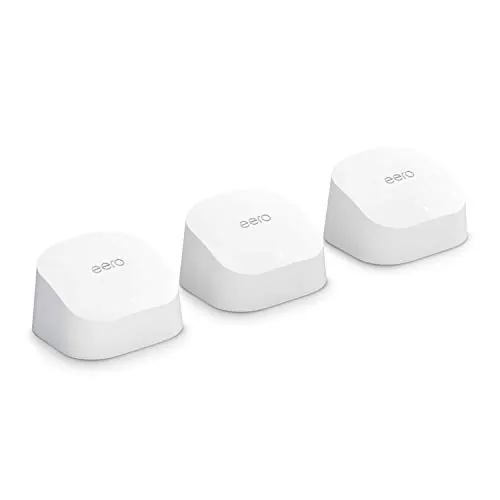 Router wifi de malla eero 6 de Amazon | Con Ethernet de 500 Mb/s, 420 m2 de cobertura y capacidad para conectar más de 75 dispositivos | pack de 3, modelo de 2021