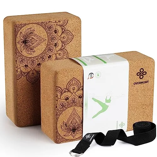 Overmont Baldosas de Yoga de Corcho, 2 Bloques, 23 x 15 x 7,6 cm