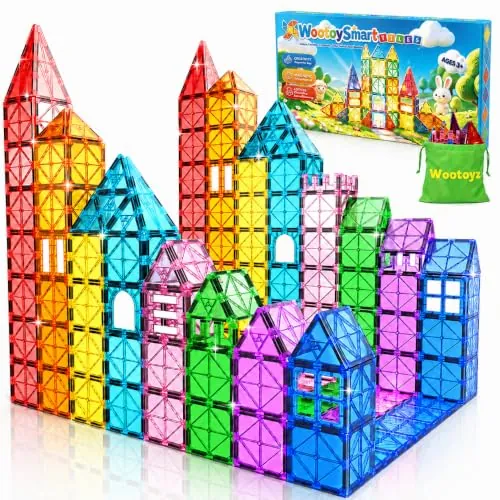 Wootoyz Bloques Magneticos Construccion Niños, Juguetes Niños Niñas 3 4 5 6 Años, Piezas Magneticas Niños, Regalo Niño 3-6 Años Montessori Juguetes Educativos