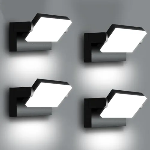 ledmo 60W 4 Piezas Aplique Pared Exterior LED 6000K IP65 360° Rotación