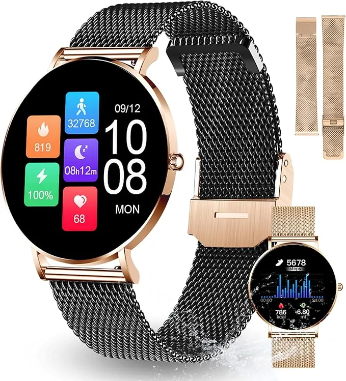 XCOAST SIONA 2 Smartwatch 42 mm Negro, Oro rosa
