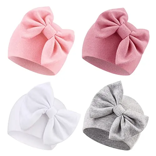 DRESHOW Sombreros para Bebés Recién Nacidos Sombrero de Hospital Gorro Gorros con Lazo para Bebés de 0 a 6 meses