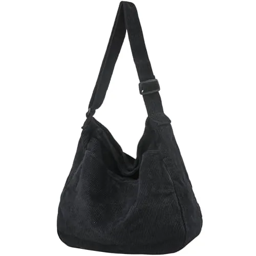 DAINAOTM Bolsa de lona casual Hobo bandolera para mujeres y hombres, bolso grande de mensajero, bolsa de mensajero, viaje y trabajo, 2-negro, Large
