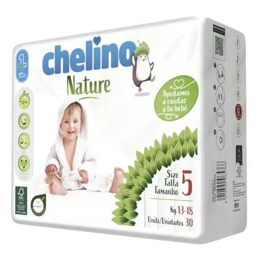 Chelino Nature Pañal Infantil Talla 5 (13-18 kg), 180 Pañales