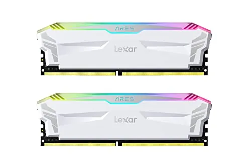 Lexar ARES RGB Memoria RAM DDR4 16GB Kit (8GB x 2) 4000 MHz, DRAM 288-Pin U-DIMM PC Memoria, XMP 2.0 Memoria de Alto Rendimiento, CL18-22-22-42, PC4-32000, Blanco (LD4EU008G-R4000GDWA)
