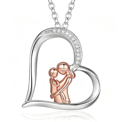 INFUSEU Regalo Día De La Madre, Te Quiero Mama Colgante Madre E Hija Collar Corazón Oro Rosa Mujer Abrazo Para Madre Y Bebé