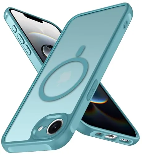 ivoler Funda Magnética para iPhone 17e / iPhone 16e, Compatible con MagSafe, [Protección Militar] Carcasa Protectora Antigolpes Antiarañazos Translúcida Mate Trasera Fina Case, Turquesa