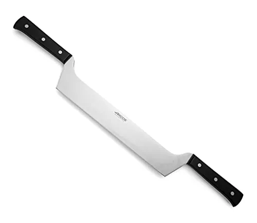 Arcos Universal Cuchillo Corta Queso Profesional 290mm con 2 Mangos. Cuchillo para Queso de Acero Inoxidable y Mango de Polioximetileno. Apto Lavavajillas. Color Negro