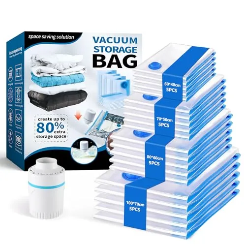 MFUSUL20 Piezas Bolsa Vacio Ropa con Bomba Eléctrica Vacuum Storage Bags Bolsas Compresion Viaje Reutilizables ara Armario y Maleta Set Ahorra Espacio Multiformato para Ropa y Ropa de Cama