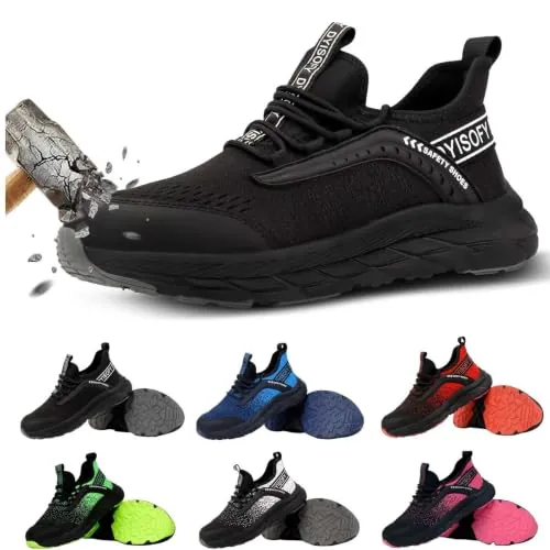DYISOFY Zapatos Seguridad Hombre Mujer Ligeros Zapatillas Trabajo, Negro, 41