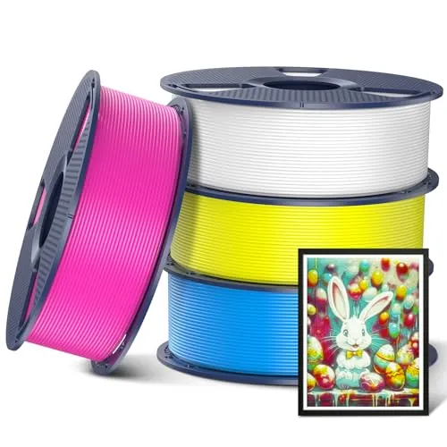 SUNLU Filamento PLA+ Lithophan CMYK 4KG, Filamento PLA Plus para Impresoras 3D 1.75mm ±0.02mm, Mayor Tenacidad, 1kg por Bobina, 4 Bobinas, CMYK Blanco+Magenta+Amarillo+Cian