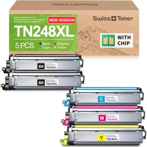 Swiss Toner TN248XL 5-Pack MFC-L3760CDW Toner MFC-L3740CDW TN248 TN-248XL