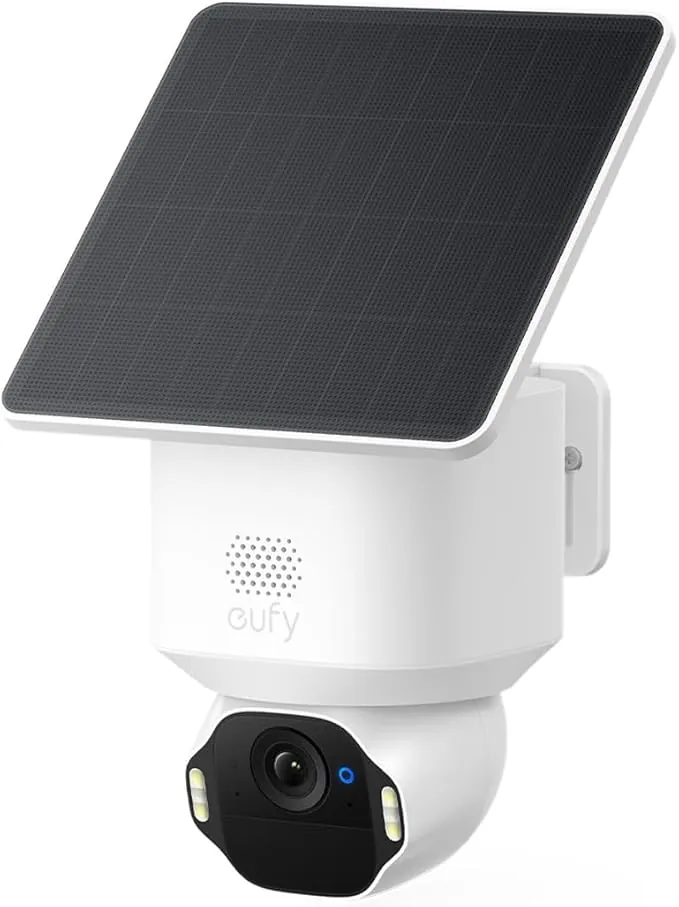 eufy Security eufyCam E42 Camara vigilancia WiFi Exterior Solar, Giro de 360°, Seguimiento con IA, resolución 4K, inalámbrica, sin Costo mensual