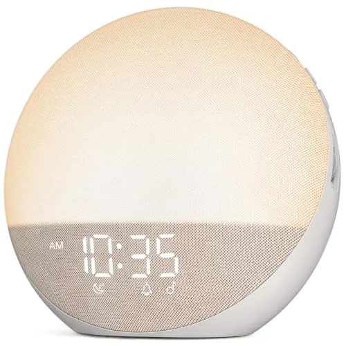 NingPeak Despertador Amanecer con Luz y Ruido Blanco, Beige Arena
