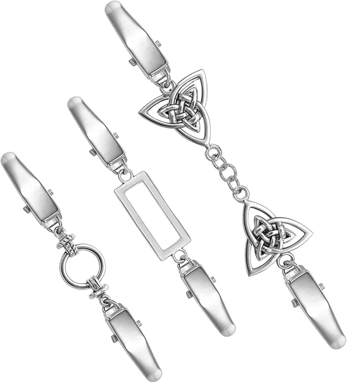 WUBAYI 3 clips de cincha para cárdigan, cincha de cintura de metal para suéter, chal, camisa, vestido, cierres de clip trasero para apretar la ropa (3 estilos)