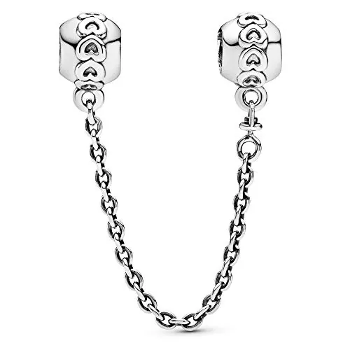 Pandora Icons Cadena de seguridad con diseño de corazones de plata de ley