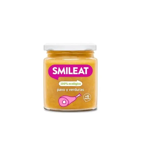 Smileat - Tarrito infantil de Pavo y Verduras - para Peques +6 Meses - Sin Azúcar ni Sal Añadido - Materia Prima de Calidad. Textura Suave y Fácil de Comer - 230g