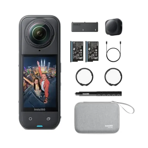 Insta360 X5 Paquete Esencial Negro -Cámara 8K 360°, sensores duales 1/1,28"