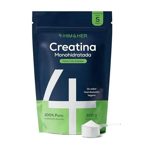 4 Creatina Monohidratada en Polvo 500g, Creatine Monohidrato Micronizada