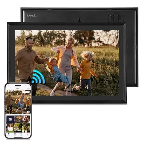 Saaf Marco de Fotos Digital – Pantalla Táctil 10,1" – WiFi & App ‘Uhale’ – 64GB Almacenamiento (32GB Interno + 32GB SD) – Marco Digital – Negro – Fácil de Usar