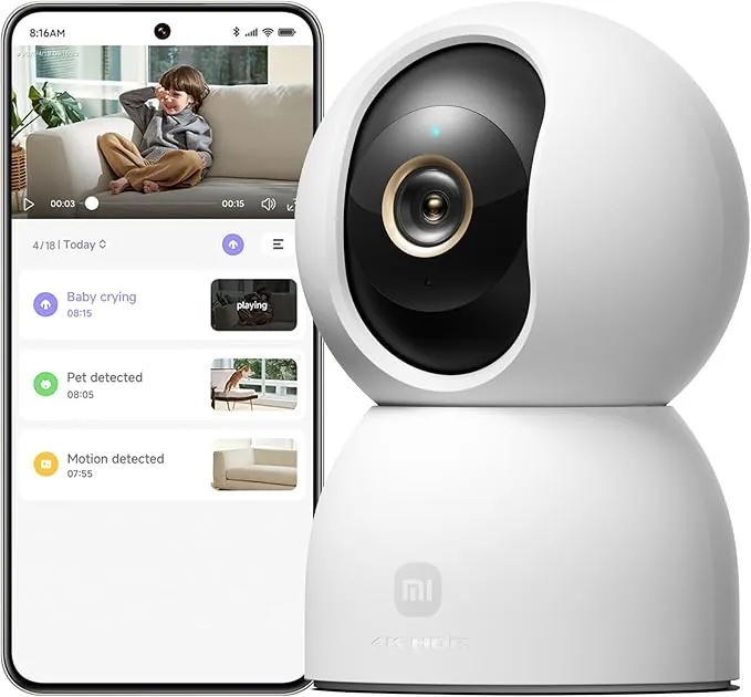 XIAOMI Smart Camera C701 4K Ultra HD, panorámica de 360°, comunicación bidireccional, visión Nocturna por Infrarrojos, Wi-Fi 6 de Doble Banda