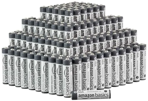 Amazon Basics - Paquete de 200 pilas industriales alcalinas AAA, 1,5 voltios, vida útil de 5 años