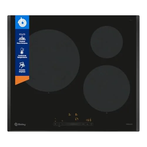 Balay, Placa de Inducción, 60 cm De ancho, 3 Zonas, 11 Niveles, Zona de 28 cm, Negra, 3EB965LH