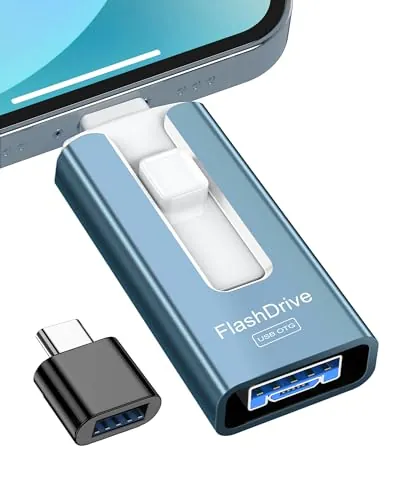 GNASEET 256GB Memoria Externa para Phone y Android, USB 3.0, Azul