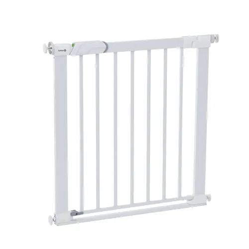 Safety 1st Flat Step, Barrera Seguridad Niños Escalera Presión, 73–80cm (máx. 101cm), Valla Seguridad Infantil Ultraplana, Apertura con 1 sola Mano, Sin Tornillos (Sin Taladros), Blanca