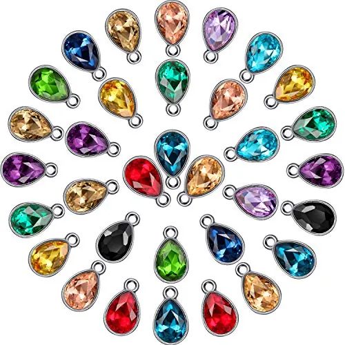 52 Piezas Colgantes de Gota de Agua Encantos Colgantes de Abalorios Cristal Accesorios de Joyas de Colgantes de Lágrima de Diamantes de Imitación para Hacer Joya Collar de bricolaje de mujeres Niñas
