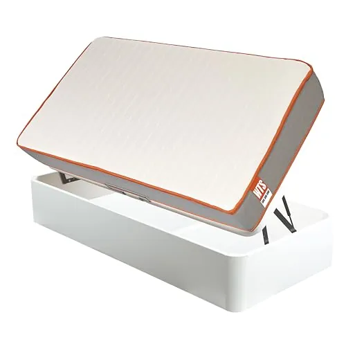 What The Sleep - Pack Colchón Sostenible HR con Visco 18cm y Canapé Juvenil Apertura Lateral Blanco | Entrega, Montaje en Domicilio y Retirada de Usado Incluida | Pack Soul