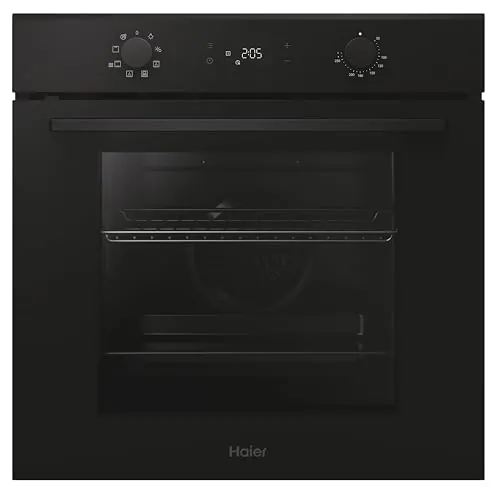 Haier ID Series 2 H6 ID2P3T1HTB - Horno Multifunción, Hidrolítico, Capacidad 78L, 1 Rejilla y 1 Bandeja, 9 Funciones, Display con LED Blanco, Guía Telescópica, 2 Cristales en puerta, Negro